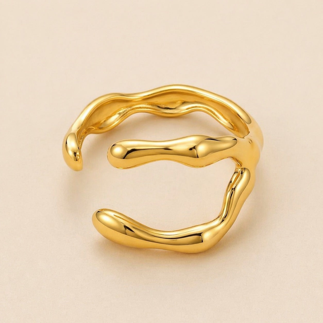 18K Gold Plated Golden Drift Open Ring