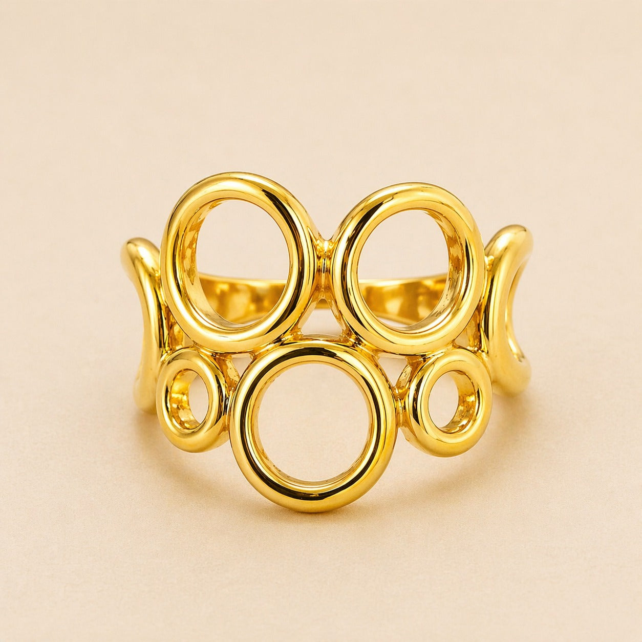 18K Gold Plated Hollow Circle Pave Ring