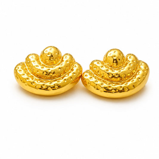 18K Gold Plated Golden Wave Stud Earrings