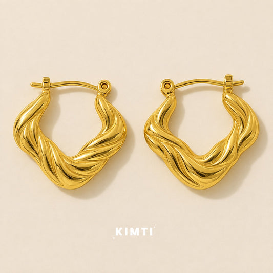 18K Gold Plated Vintage Geometric Hoop Anti Tarnish Earring