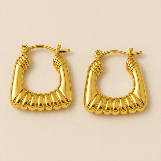 18K Gold Plated Thick Hoop Anti Tarnish Earring