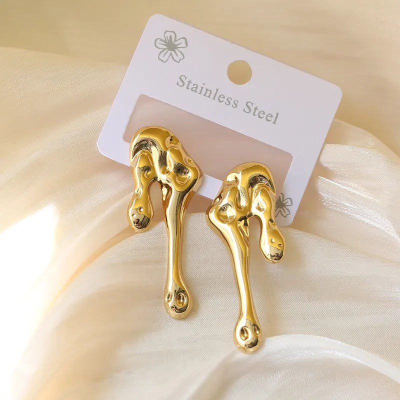 18K Gold Plated Molten Drop Earrings