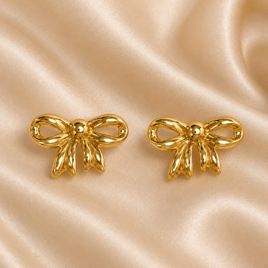18K Gold Plated Modern Princess Bow Earrings