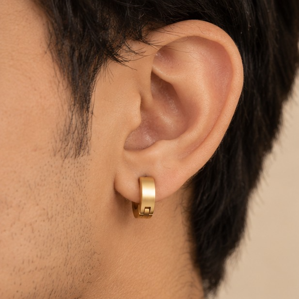 Men - Classic Gold Huggie Hoop Earrings