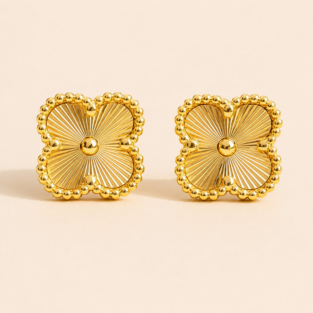 Golden Clover Floral Stud Earring