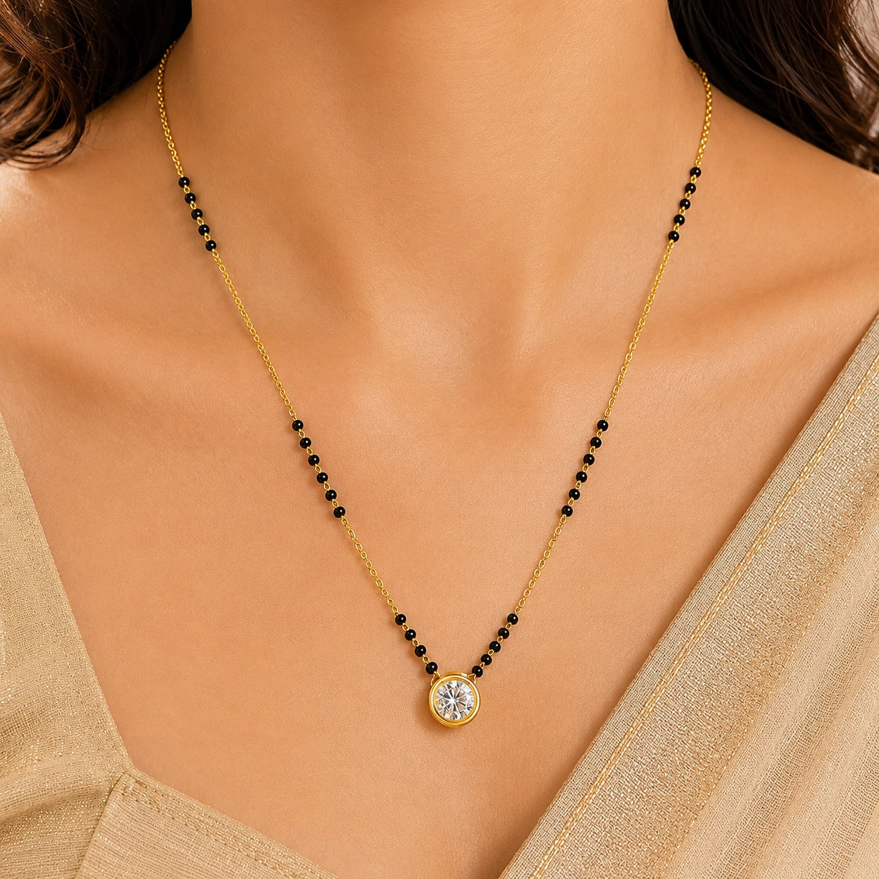 Golden Halo Spark Mangalsutra