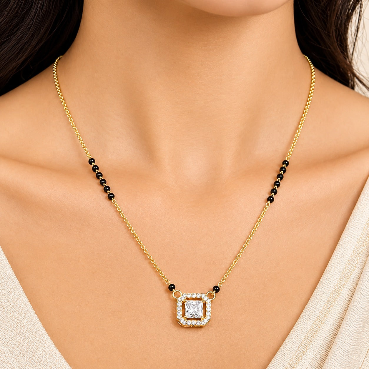 Luxe Square Crystal Mangalsutra