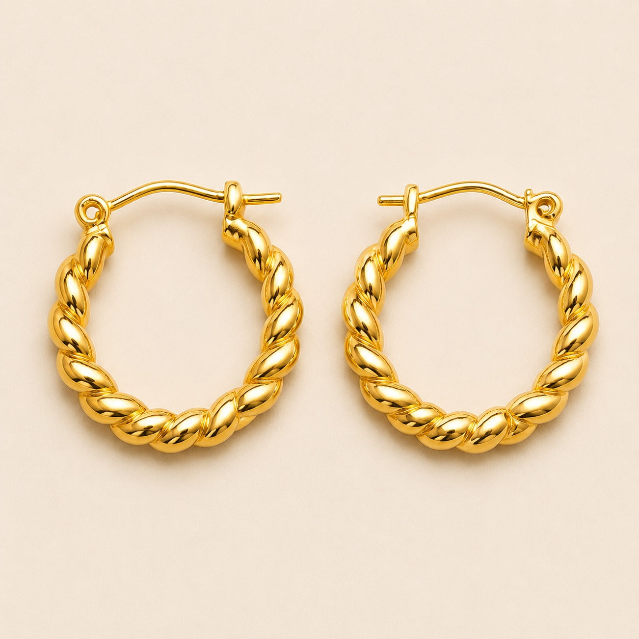 18K Gold Plated Twist Hoops Anti Tarnish Earring