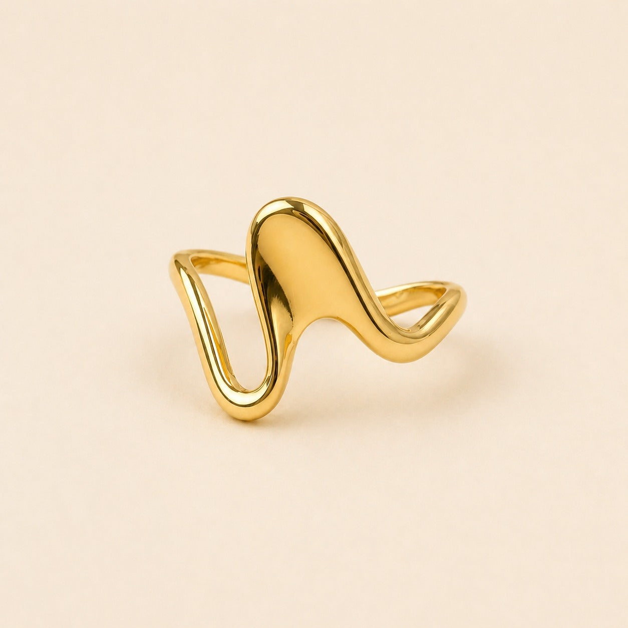 Modern Sculpted Wave Gold Ring