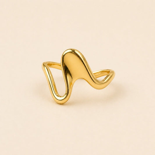 Modern Sculpted Wave Gold Ring
