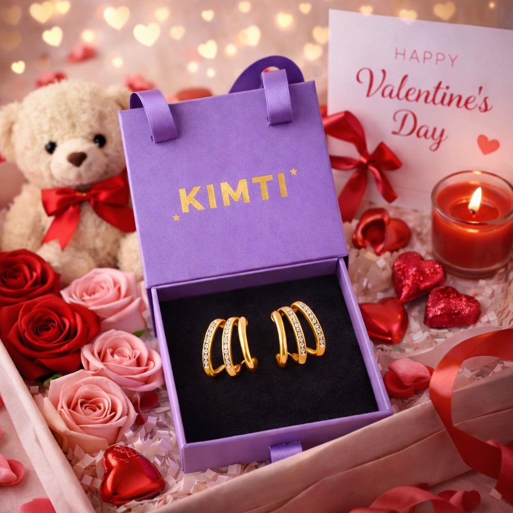 Diamond Four Claw Golden Stud Earring