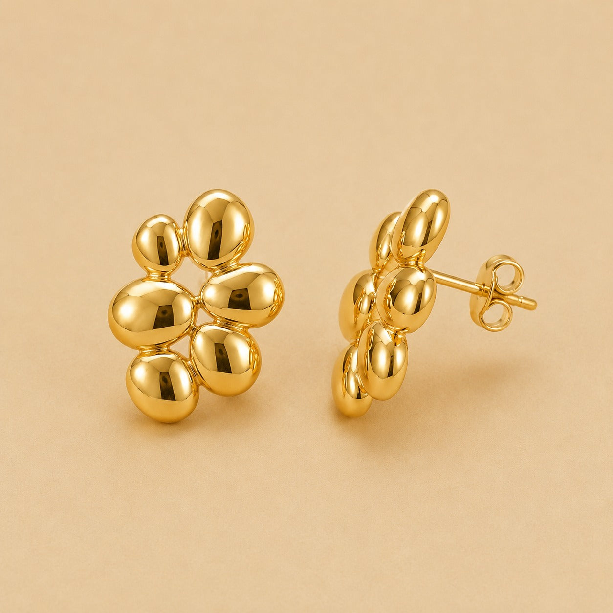 18K Gold Plated Abstract Floral Gold Earrings