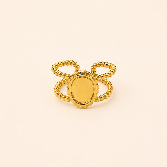 Golden Beaded Crown Statement Ring