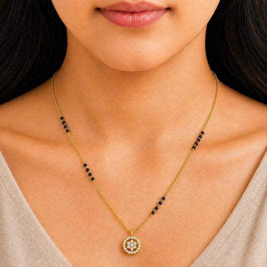 Crystal Clover Charm Mangalsutra