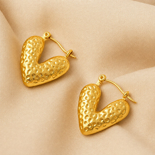 18K Gold Plated Heart Shaped Huggie Earring