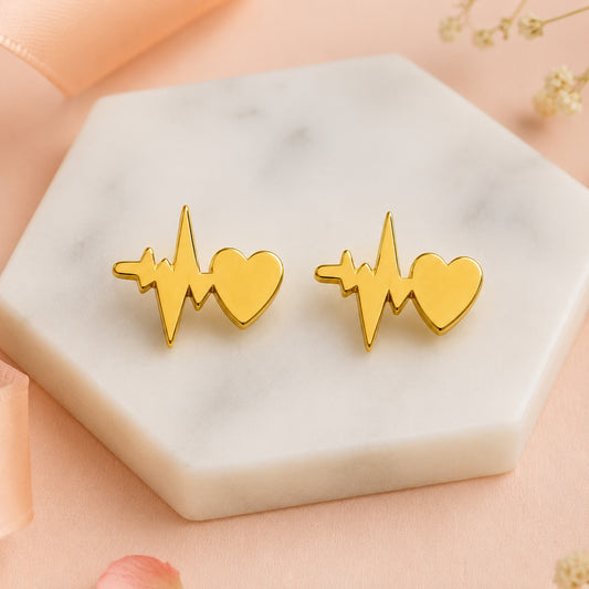 18K Gold Plated Heartline Gold Earrings