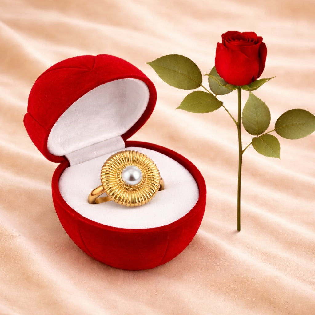 18k Gold Plated Sunburst Charm Ring