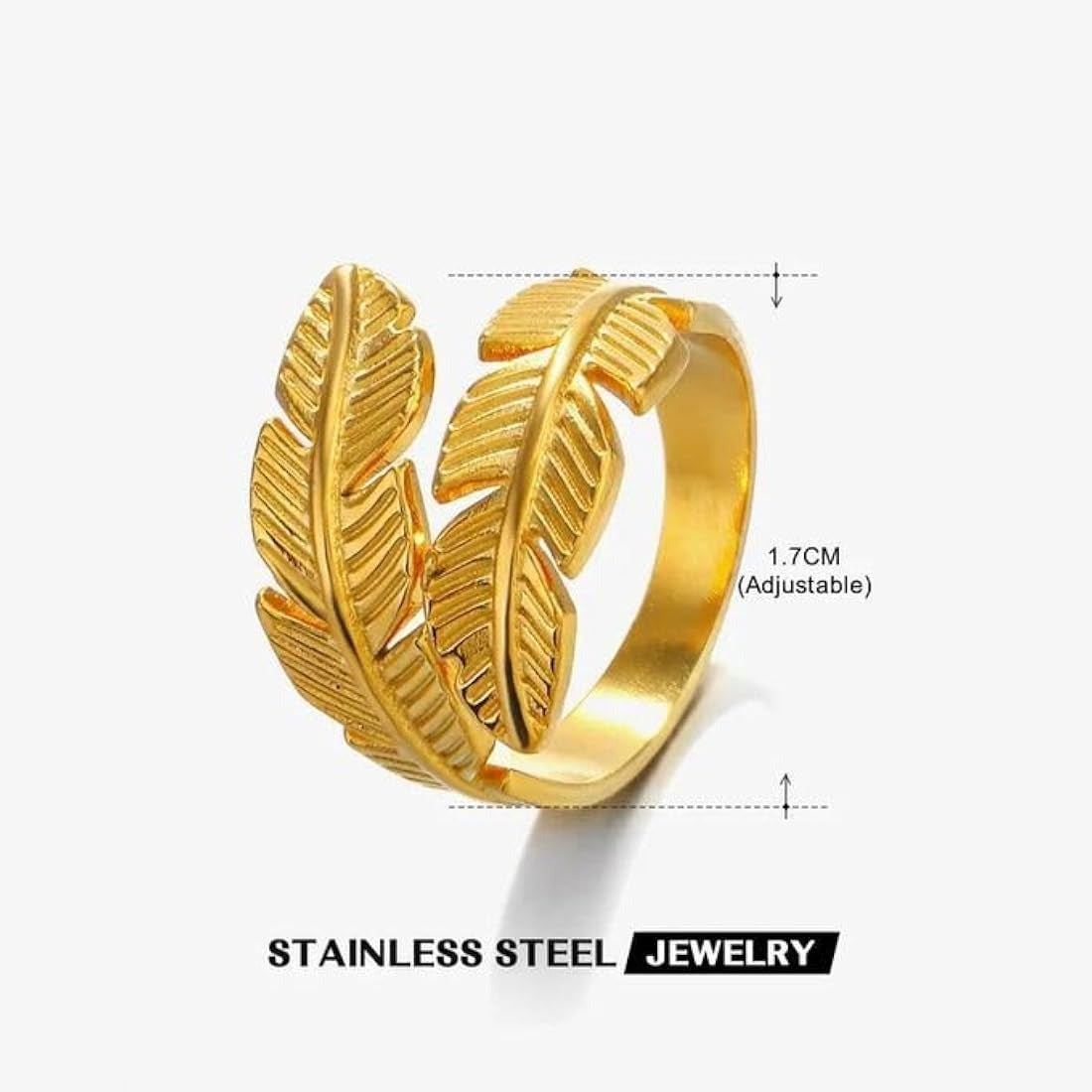 18K Gold-Plated Tropical Leaf Adjustable Ring