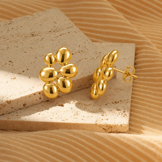 18K Gold Plated Abstract Floral Gold Earrings