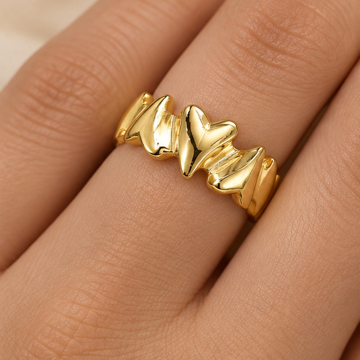 18K Gold-Plated Heartbeat Love Ring