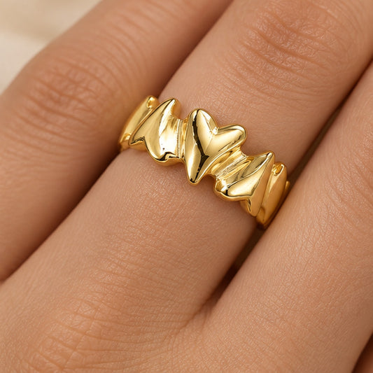 18K Gold-Plated Heartbeat Love Ring