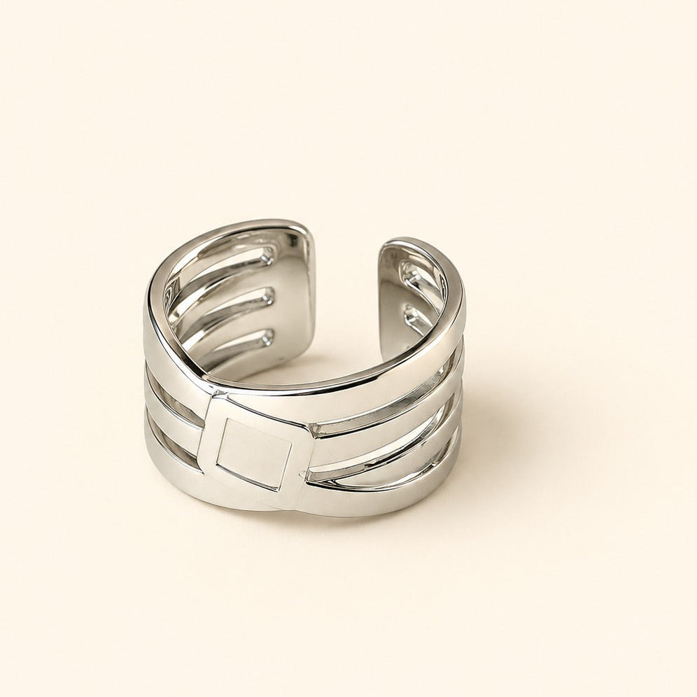 Silver Plated Silver Matrix Adjustable Ring