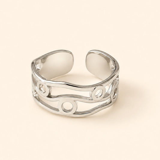Silver Plated Modern Ripple Ring