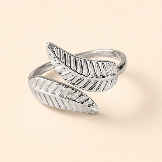Silver Plated Leaf Wrap Ring