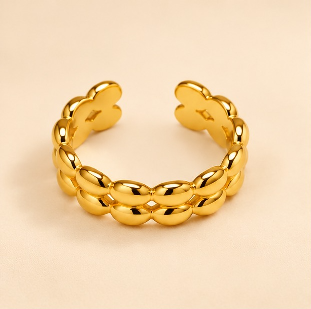 18K Gold Plated Golden Braid Adjustable Ring