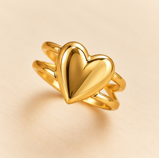 18K Gold-Plated Bold Heart Statement Ring