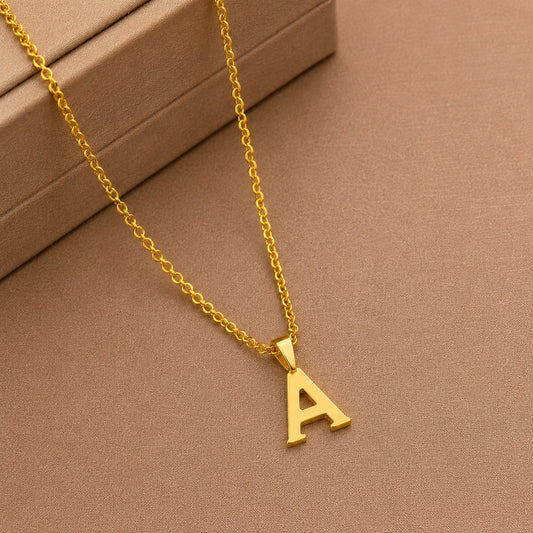 18K Gold Plated Golden A Letter Pendant Necklace