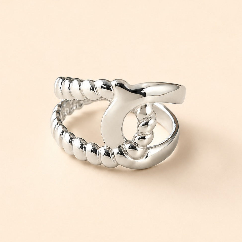 Silver Plated Twisted Duo Ring