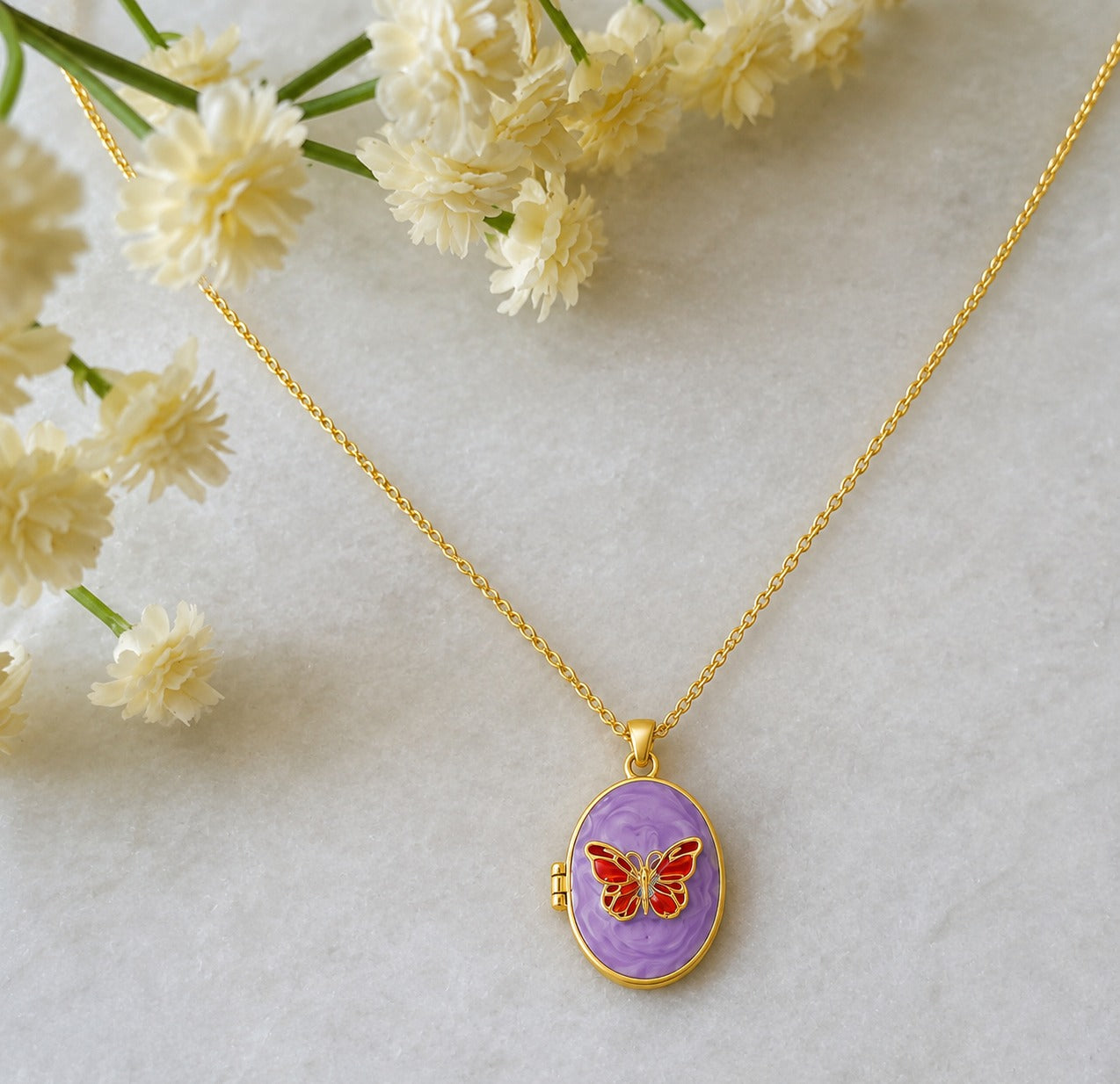 18K Gold Plated Butterfly Dream Locket Necklace