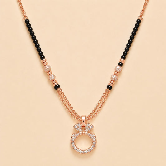 Rose Gold Plated Bow Diamond Mangalsutra