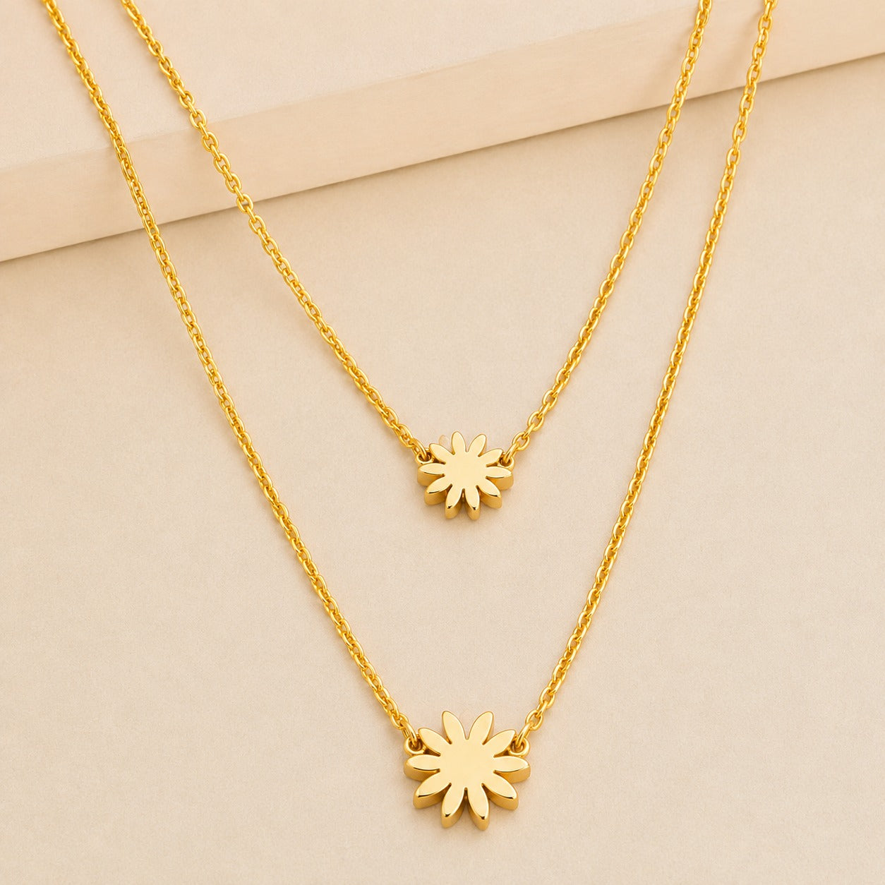 18K Gold Plated Double Layer Flower Necklace