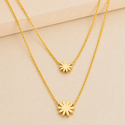 18K Gold Plated Double Layer Flower Necklace