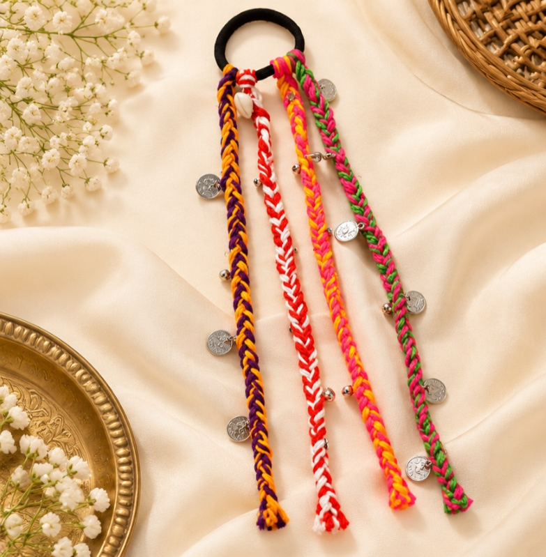 Multicolor Braided Coin Charm Hair Accessory