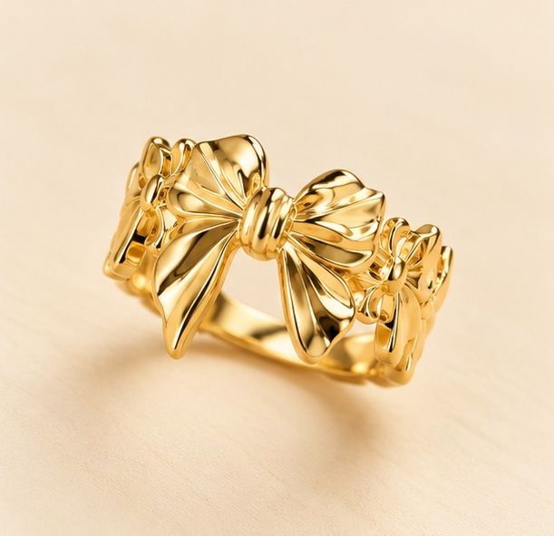 18K Gold-Plated Statement Bow Ring