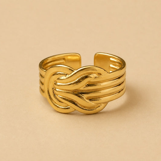 18K Gold Plated Elegant Ripple Ring