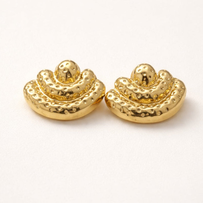 18K Gold Plated Golden Wave Stud Earrings