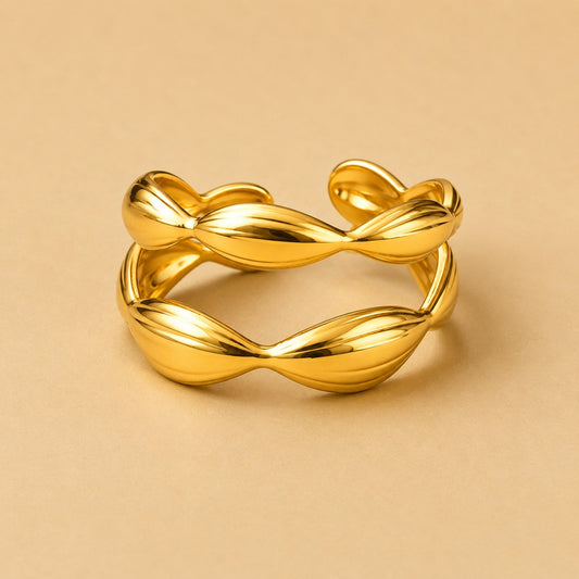 18K Glod Plated Fluid Curve Ring