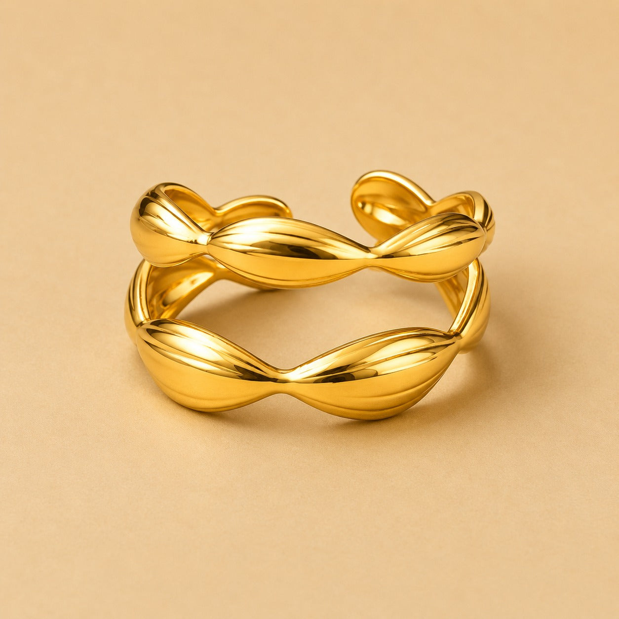 18K Glod Plated Fluid Curve Ring