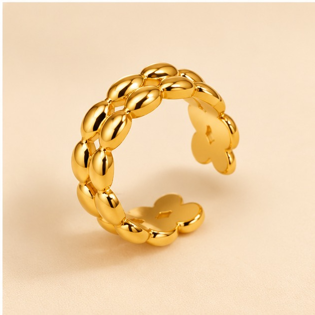 18K Gold Plated Golden Braid Adjustable Ring