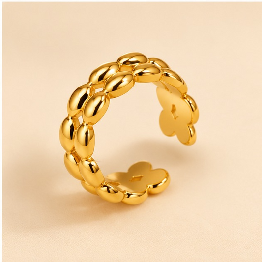 18K Gold Plated Golden Braid Adjustable Ring