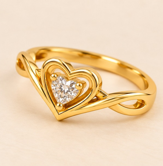 18k Gold Plated Eternal Heart Sparkle Ring