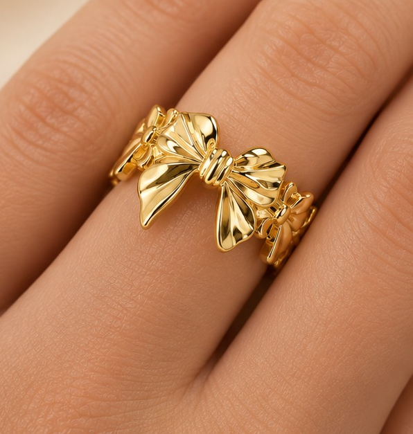 18K Gold-Plated Statement Bow Ring
