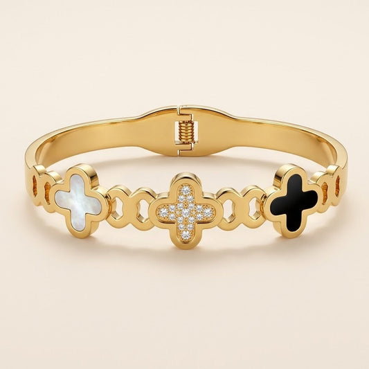 18K Gold Plated Golden Clover Charm Bracelet