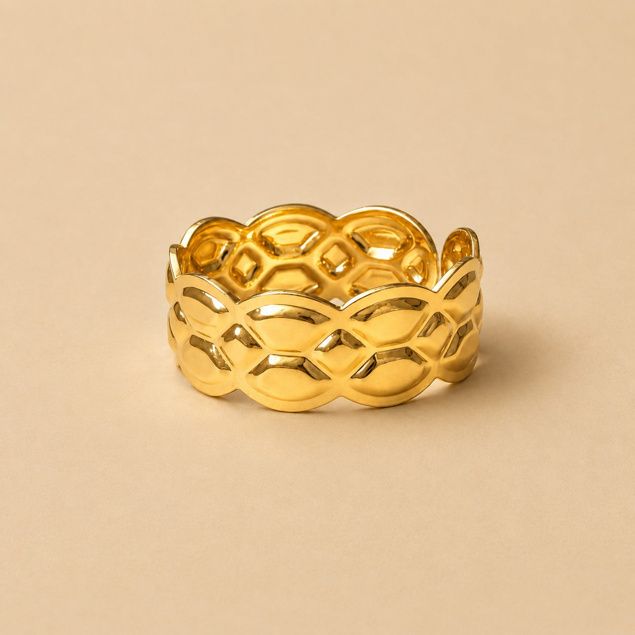 18K Glod Plated Elegant Mesh Pattern Ring