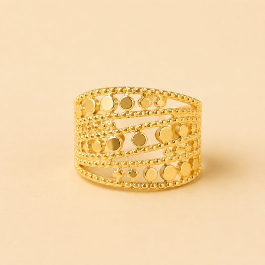 18K Glod Plated Radiant Dot Waterproof Ring