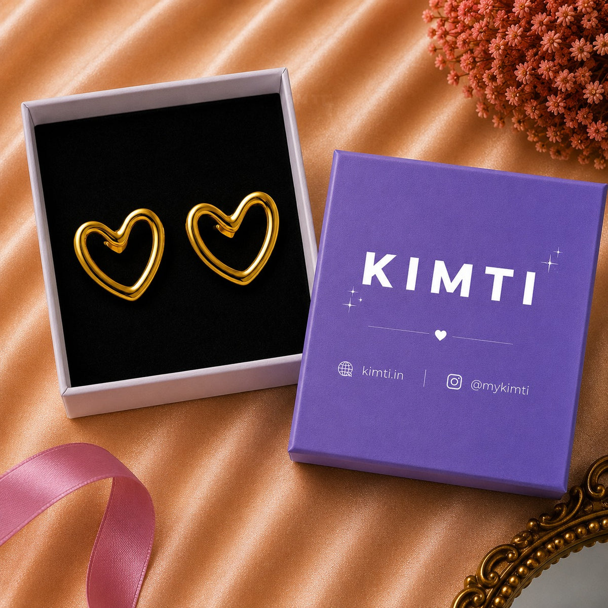 18K Gold Plated Crescent Love Earring